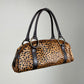 Borsa in vera pelle cavallino con stampa leopardata