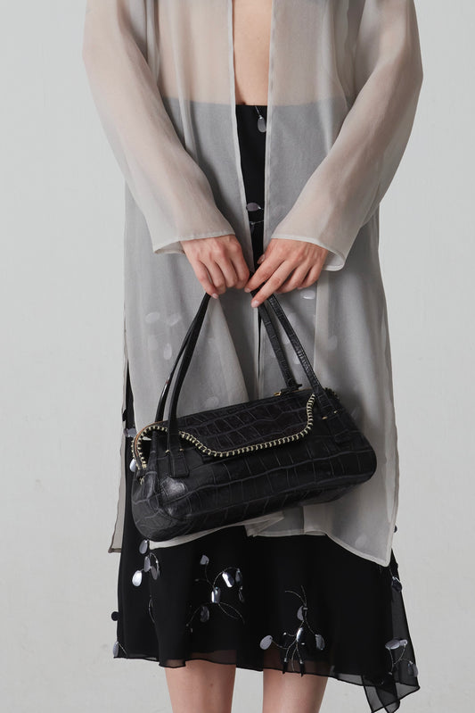 Borsa vintage in pelle effetto cocco