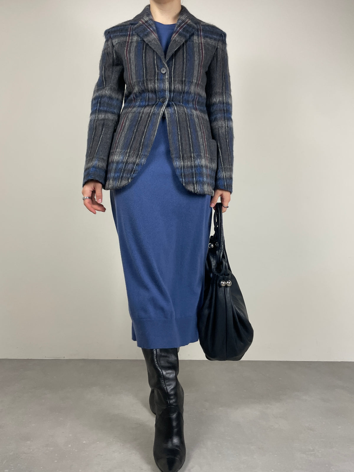 Blazer Jil Sander in mohair spazzolato tartan