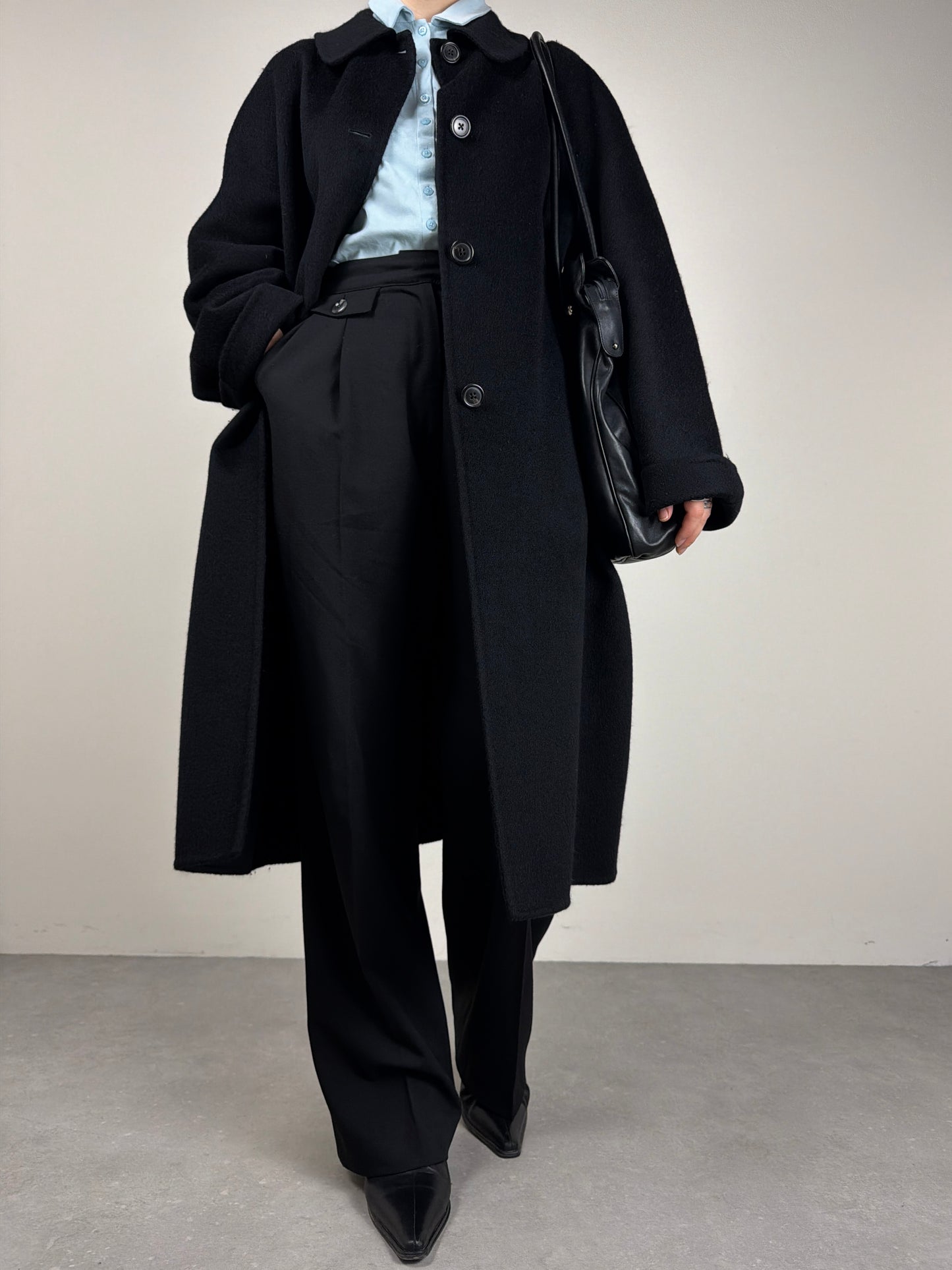 JIL Sander cappotto in drap di angora nero