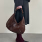 Hobo bag in vera pelle marrone