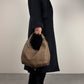 Borsa hobo in vera pelle color tortora