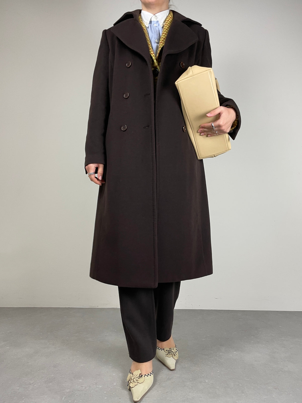 Cappotto a doppiopetto in lana e cashmere