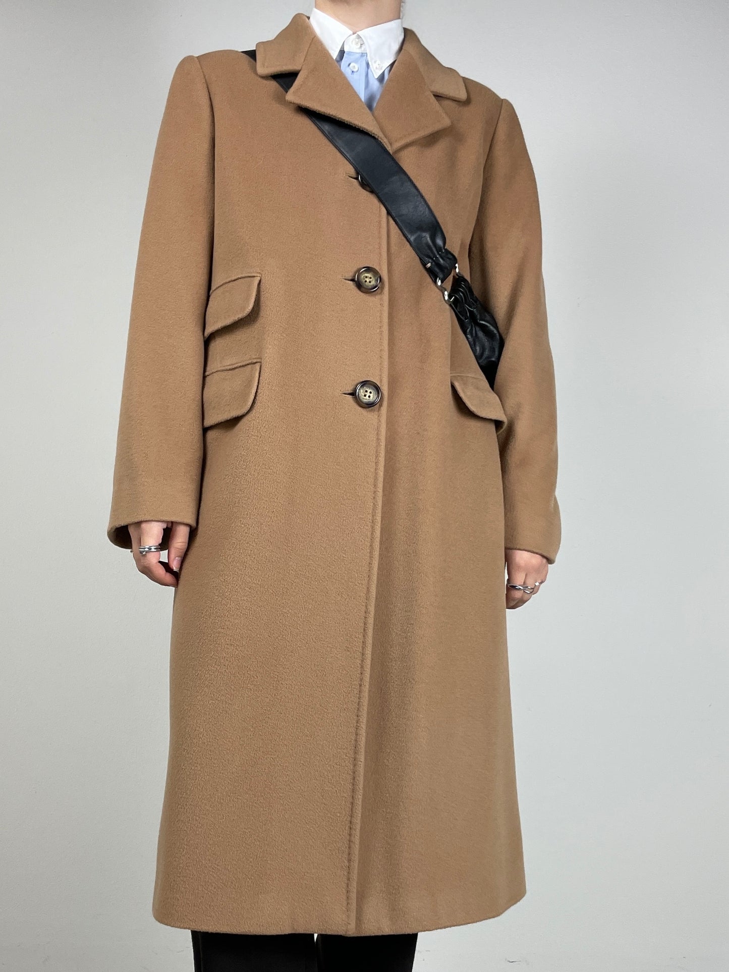 Cappotto in pura lana color cammello Made in Italy