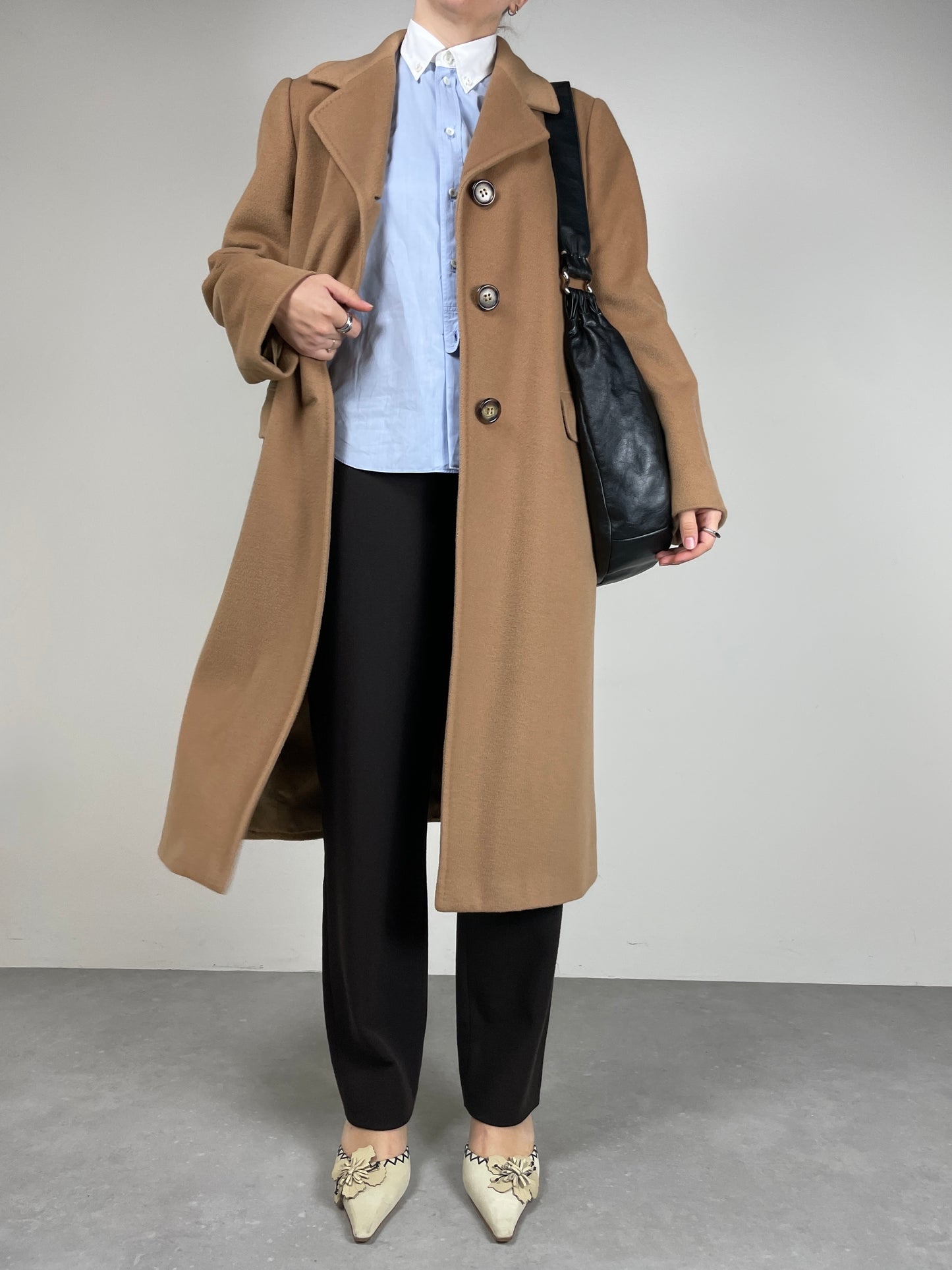 Cappotto in pura lana color cammello Made in Italy