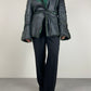 Shearling vintage Made in Italy antracite con riflessi verde salvia