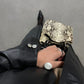 Blazer in vera pelle blu notte con bottoni in madreperla