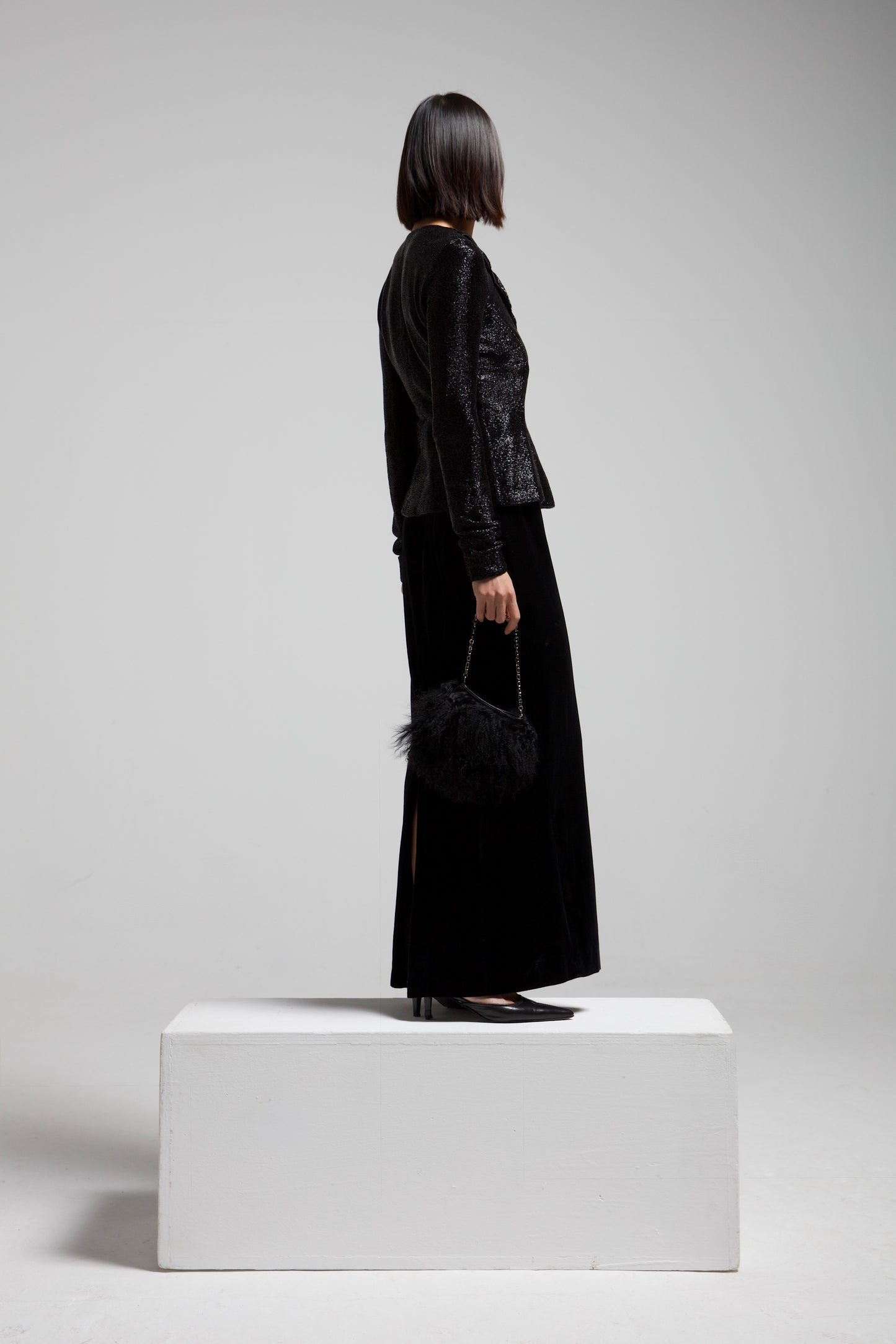 Gonna Yves Saint Laurent in velluto di cotone nero