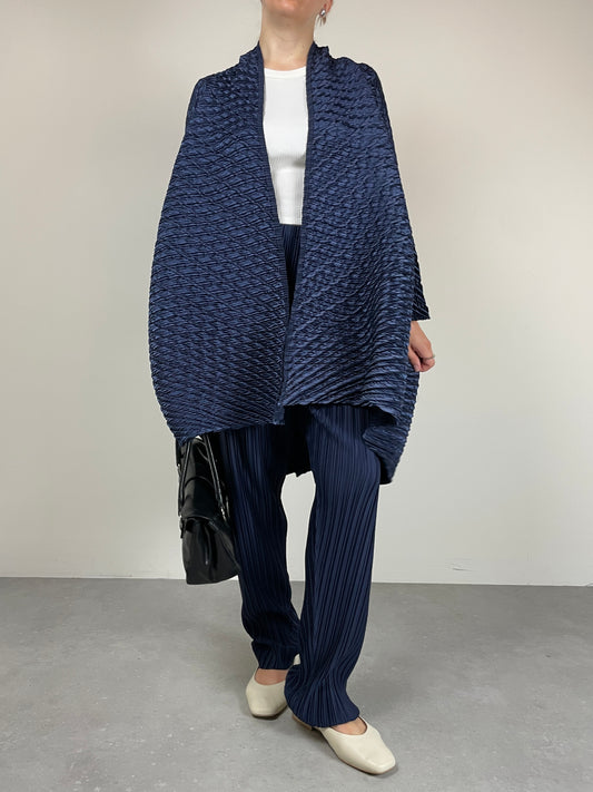 Soprabito vintage plissettato color blu