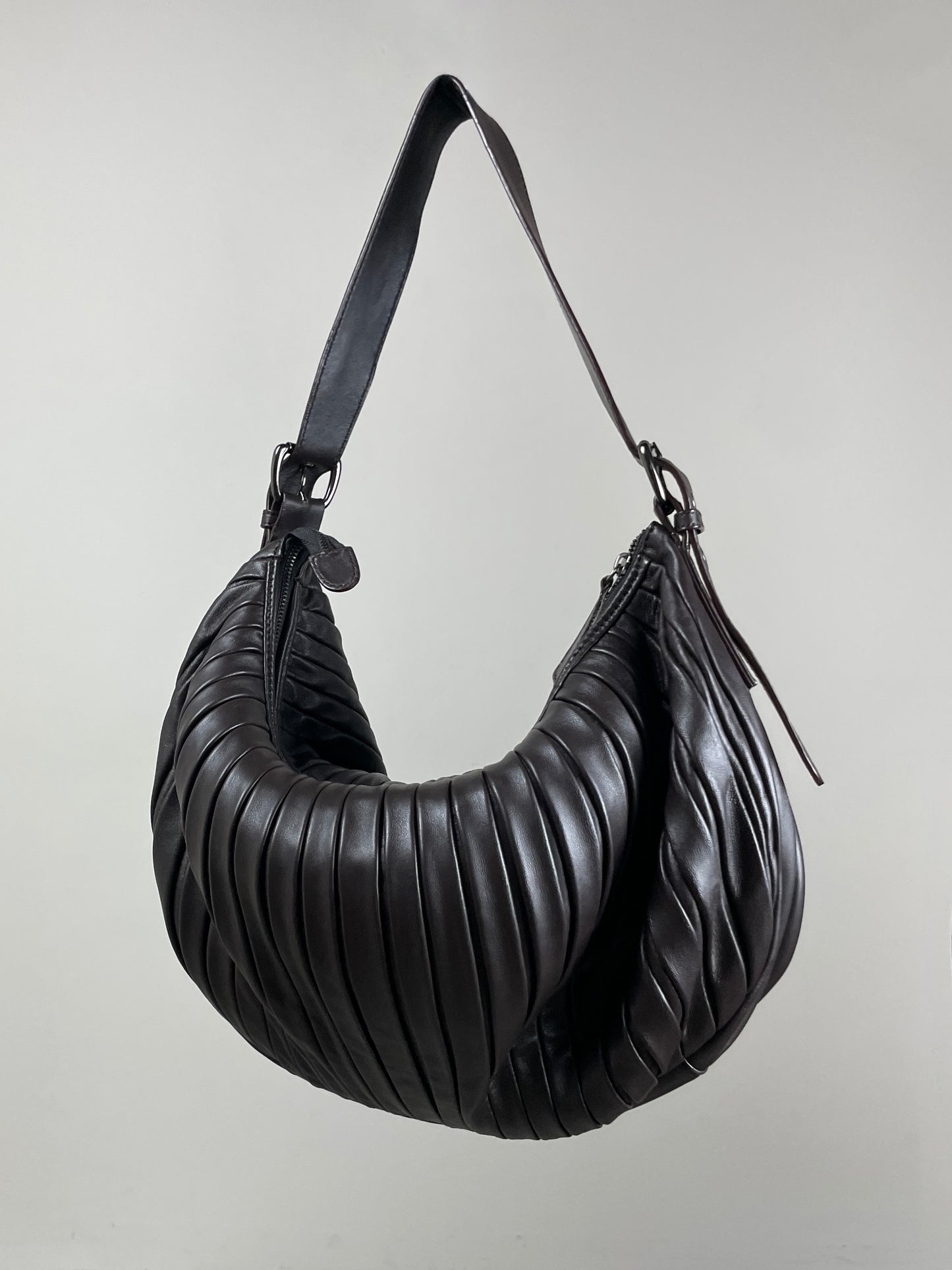 Maxi bag in vera pelle marrone