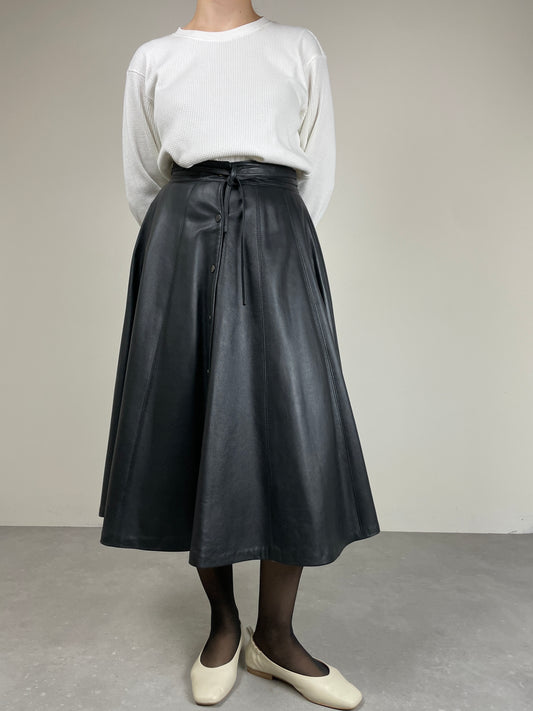 Gonna midi in vera pelle