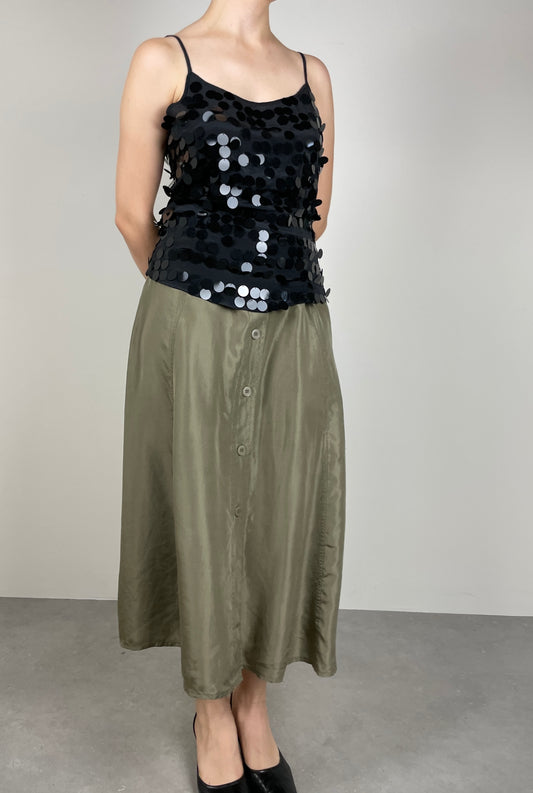 Top in seta con paillettes