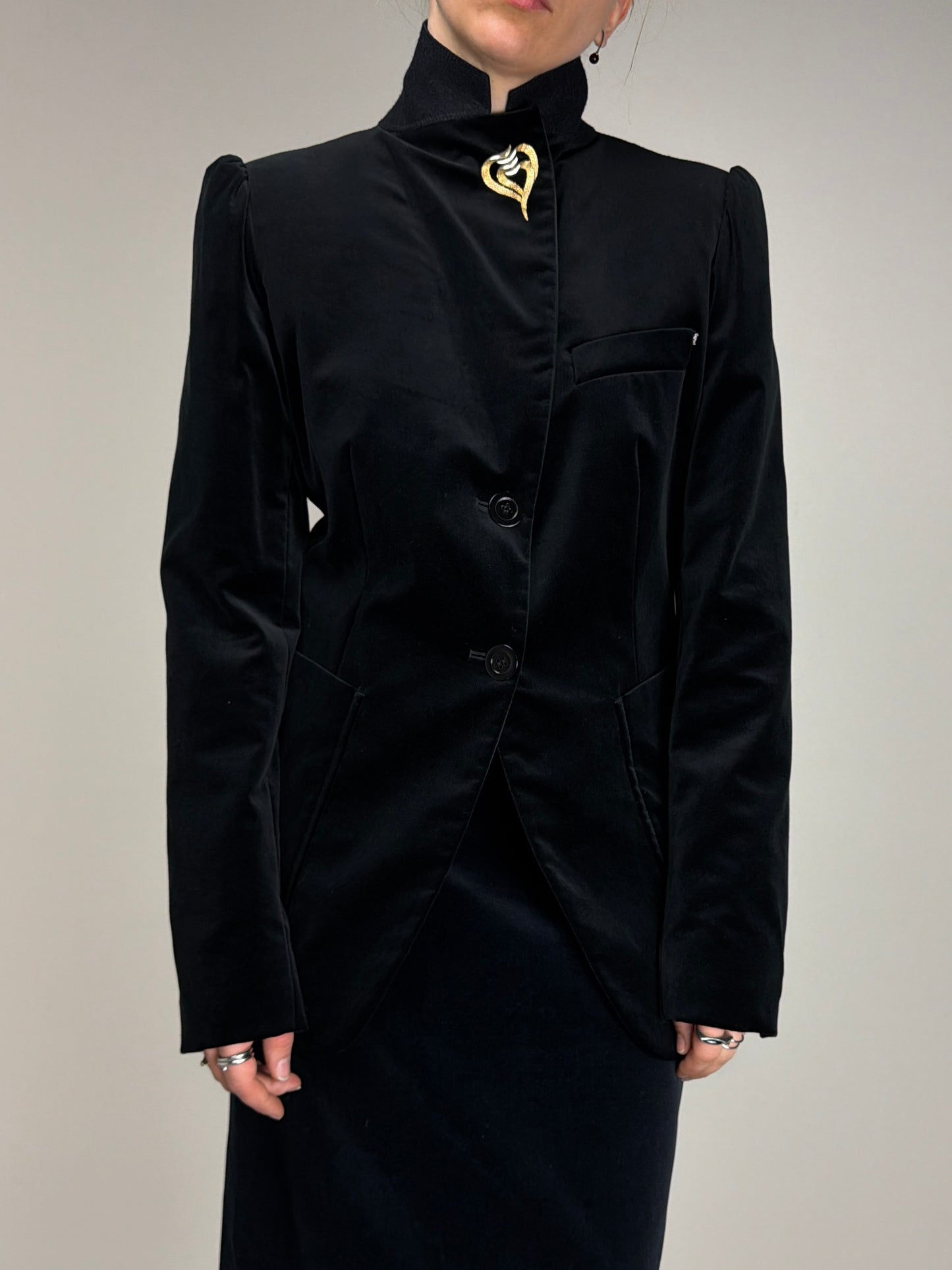 Blazer in velluto nero di cotone