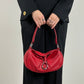 Borsa baguette in vera pelle rossa