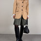 Blazer sartoriale in lana e cashmere con inserti in pelle scamosciata