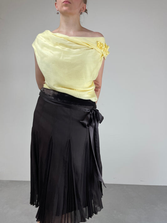 Top asimmetrico vintage in misto seta