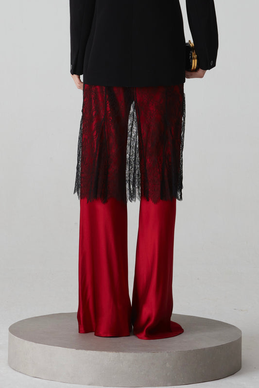 Pantalone in pura seta tagliato in sbieco