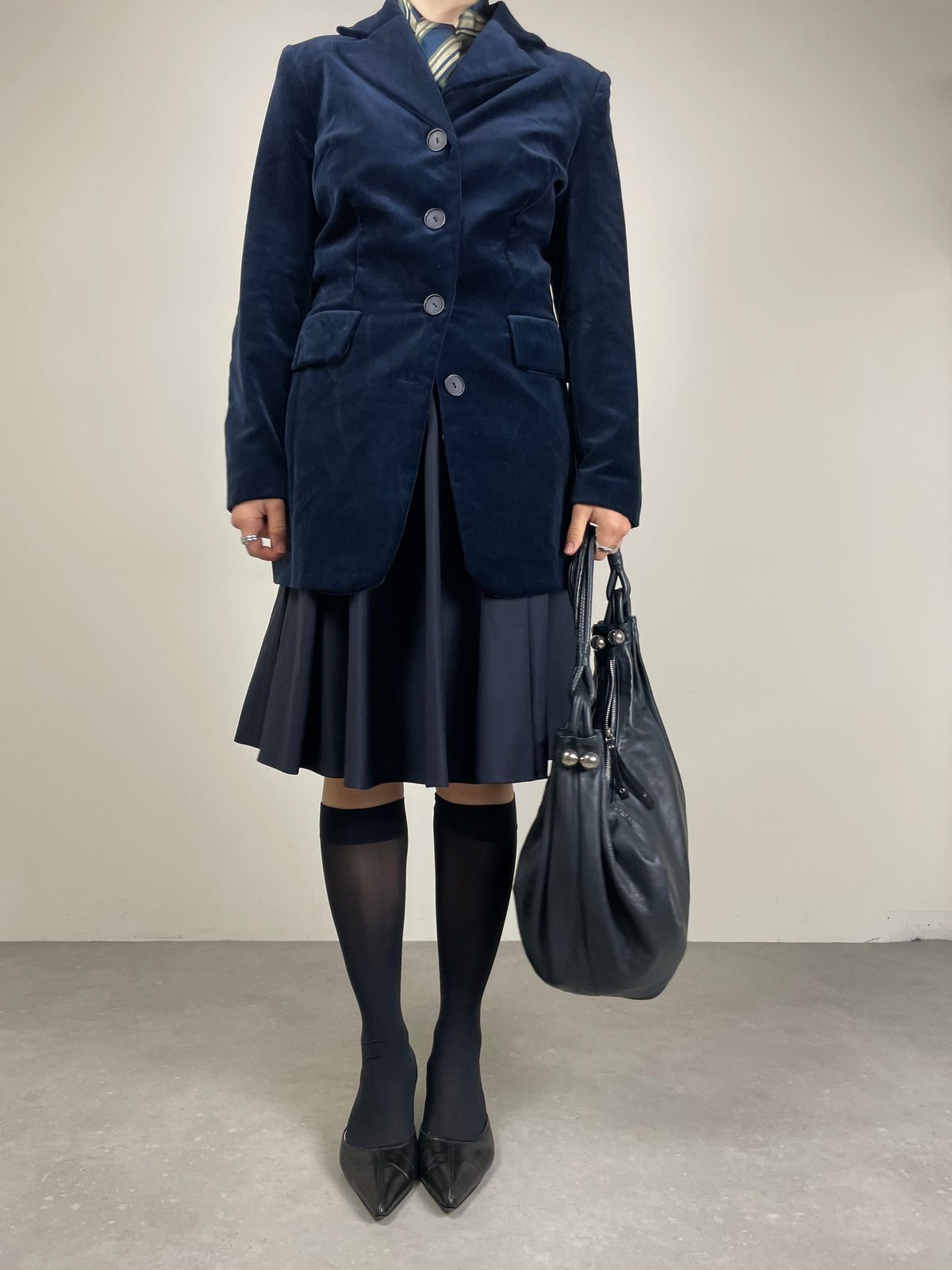 Blazer in velluto di cotone blu notte