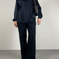 Blusa vintage in pura seta nera