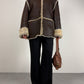 Shearling vintage made in Italy marrone con pelo beige