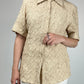 Camicia beige in tessuto crinkle