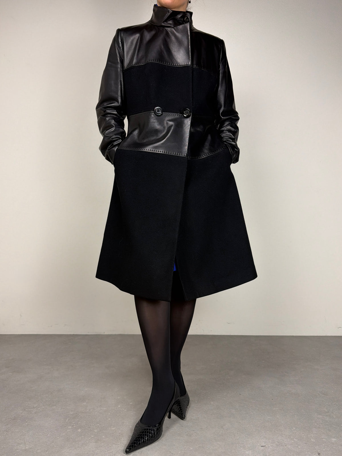 Cappotto Sportmax in vera pelle e lana
