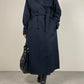 Trench blu con gilet tartan staccabile