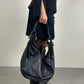 Hobo bag in vera pelle blu