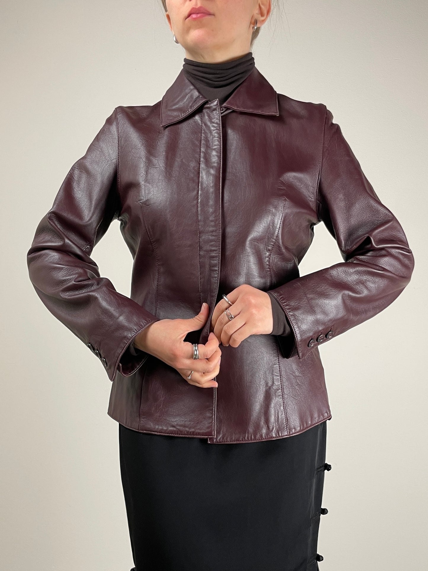 Giacca vera pelle bordeaux