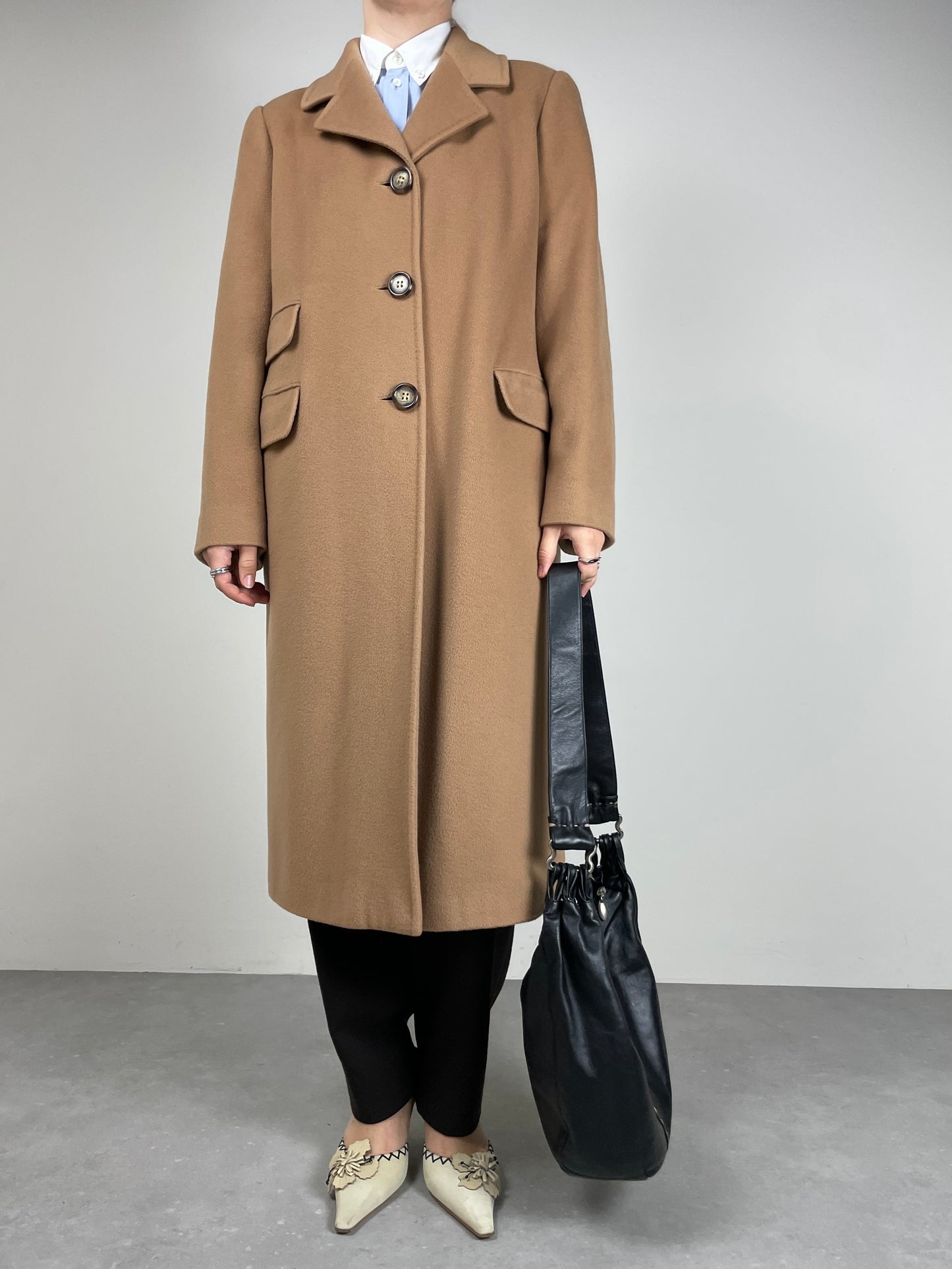 Cappotto in pura lana color cammello Made in Italy