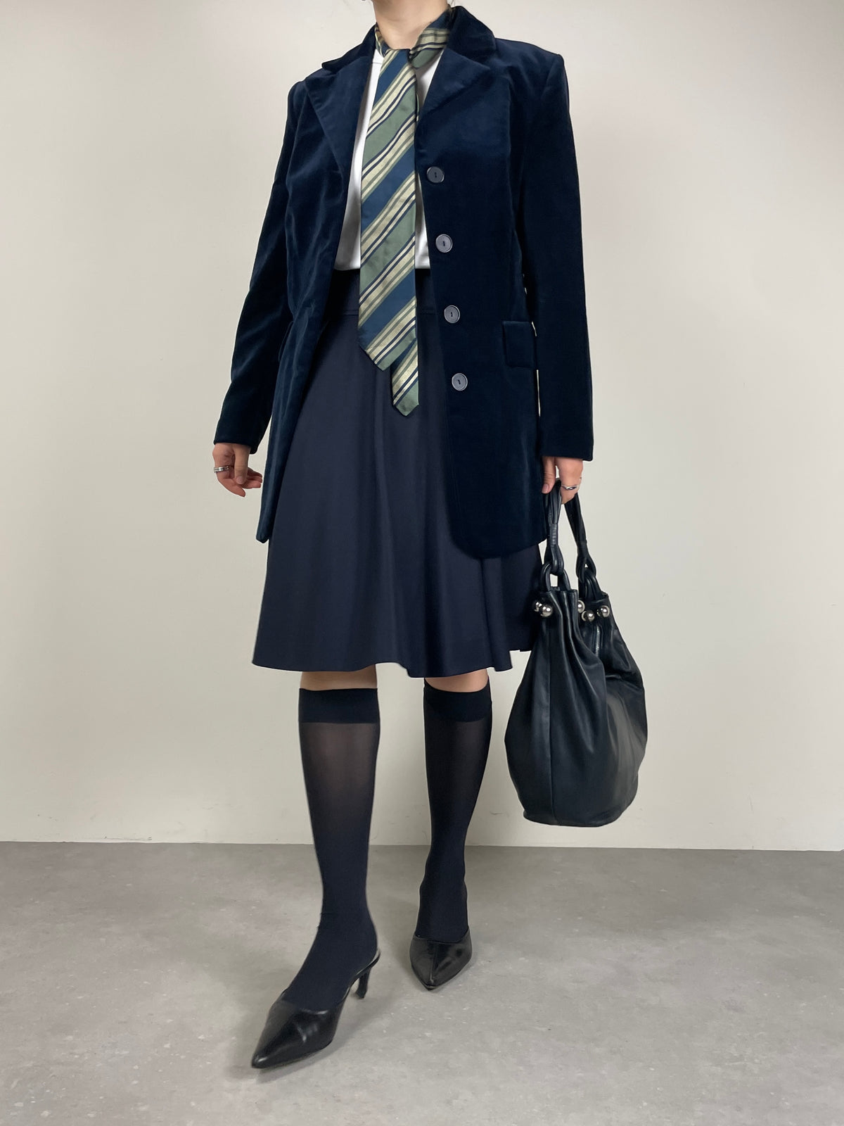 Blazer in velluto di cotone blu notte