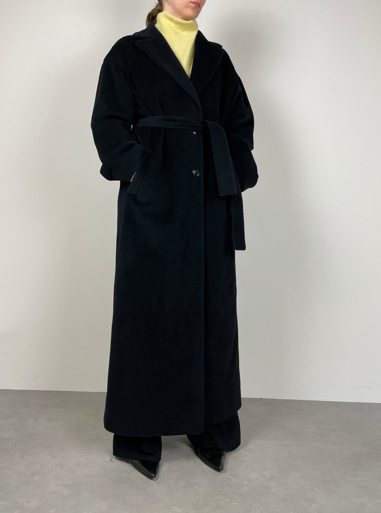 Black wool long coat