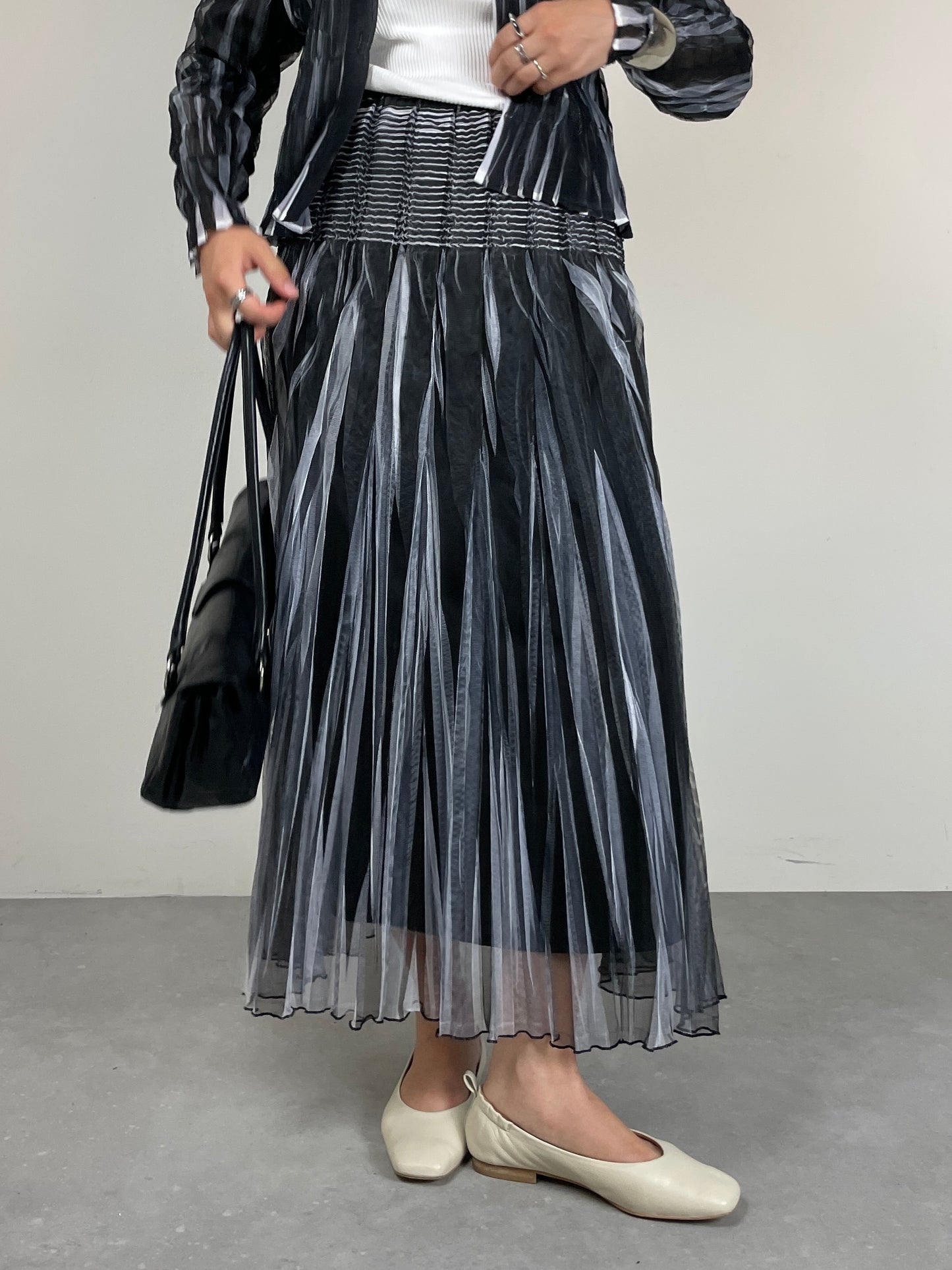 Gonna bicolor in tulle plissettato