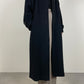 Long black wool coat with belt