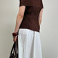 Top vintage marrone effetto crinkle