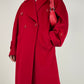 Cappotto rosso in lana, angora e cashmere