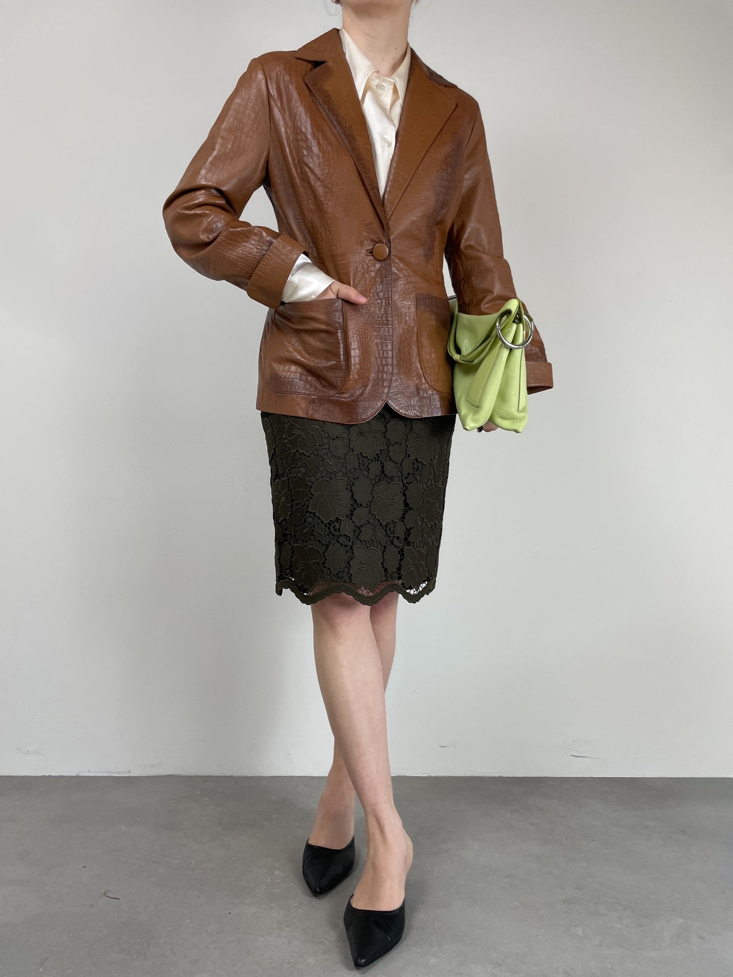 Blazer in vera pelle effetto cocco