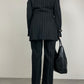 Completo vintage in lana gessata nera