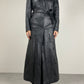 Trench lungo in vera pelle nero
