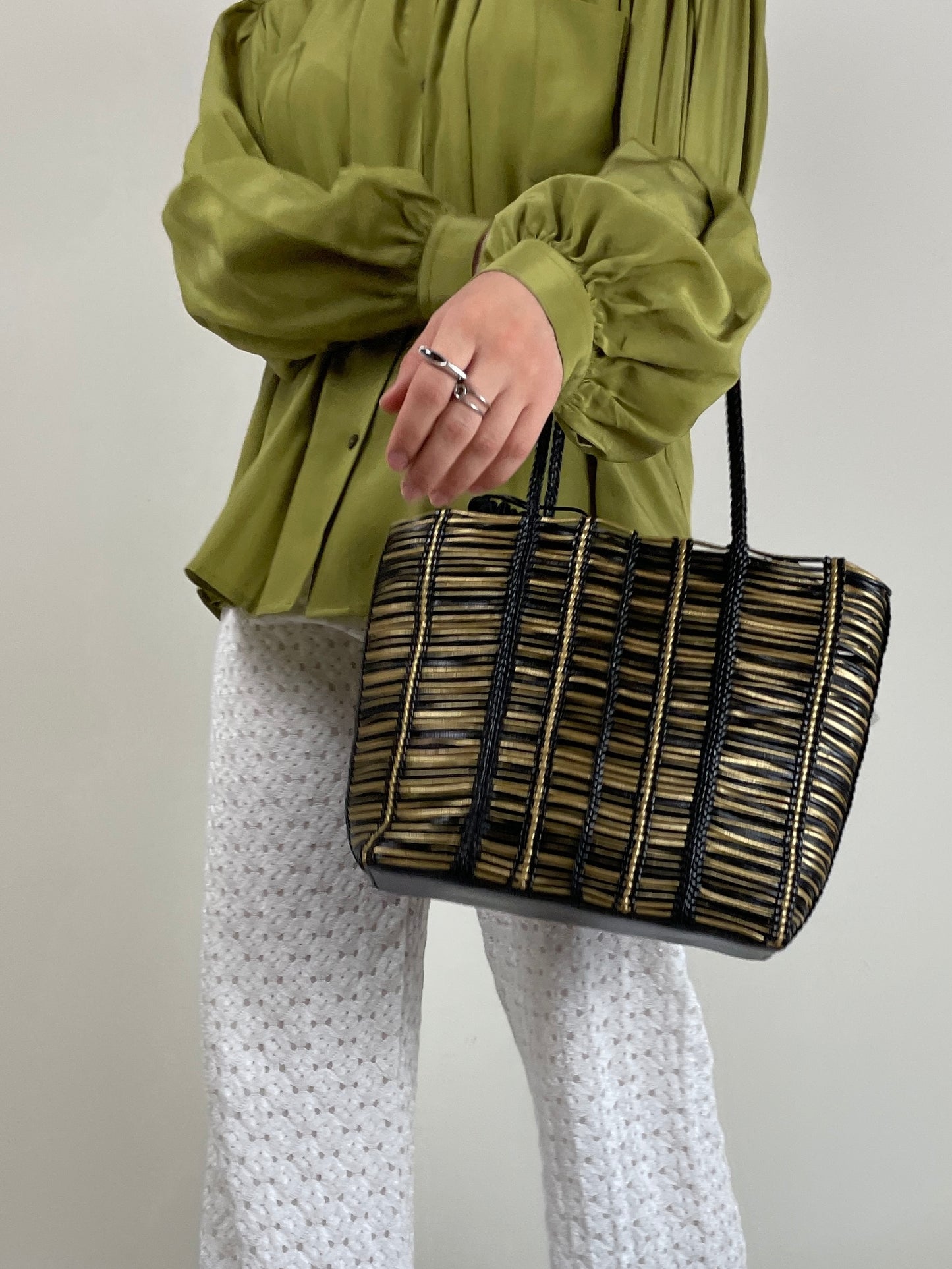 Borsa in vera pelle intrecciata
