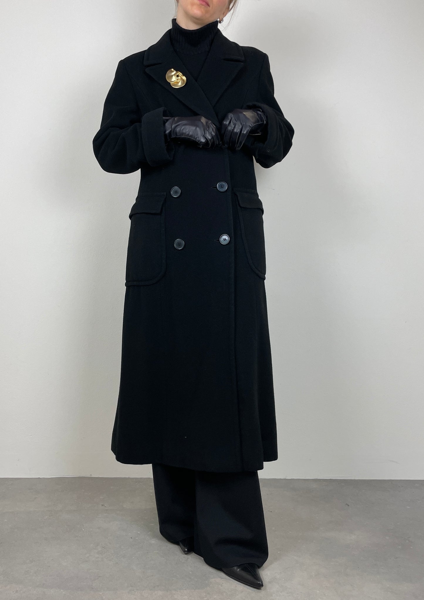 Long black wool coat