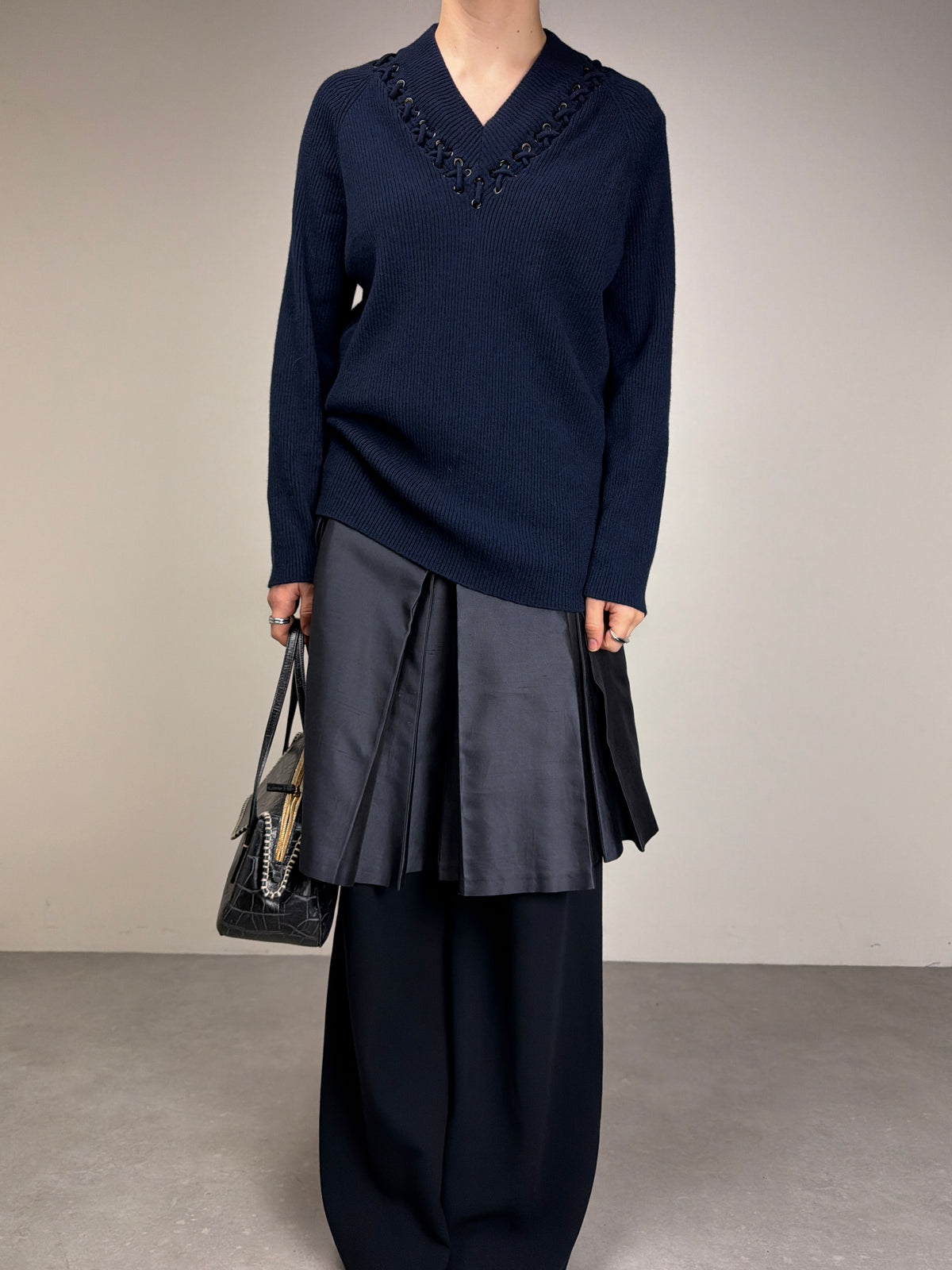Maglione in lana e cashmere con intrecci