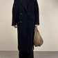 Cappotto blu a doppiopetto in lana e cashmere
