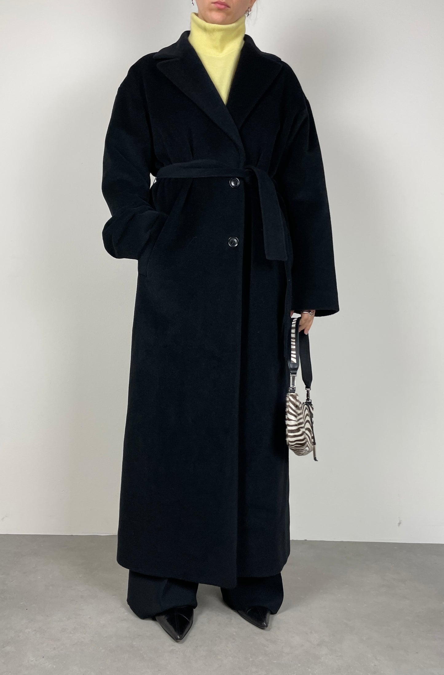 Black wool long coat