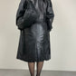 Trench in vera pelle con collo in pelliccia Mongolia