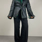 Shearling vintage Made in Italy antracite con riflessi verde salvia