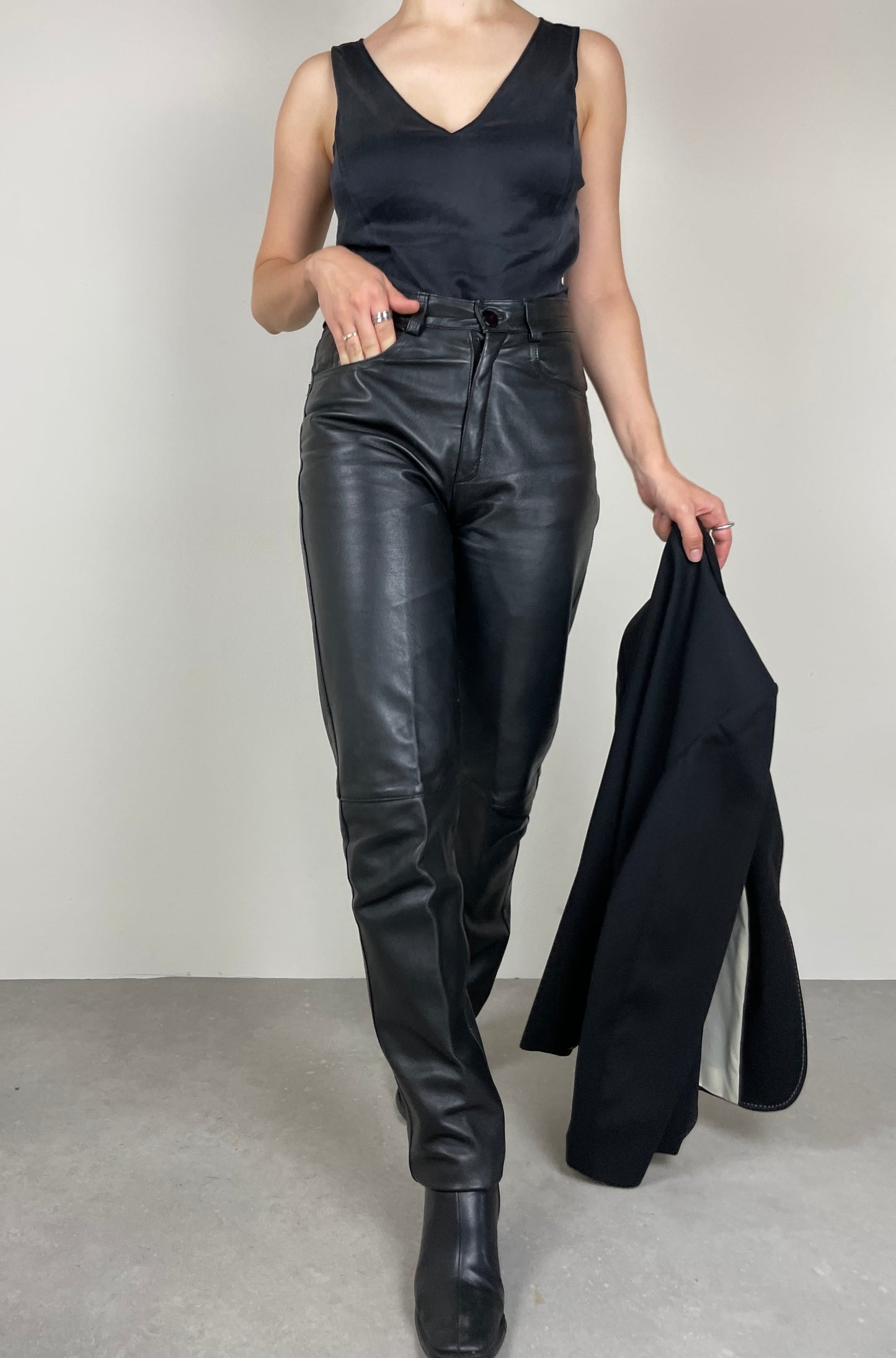 Black leather pants