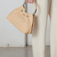 Borsa in vera pelle con manici in metallo