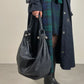 Hobo bag in vera pelle blu