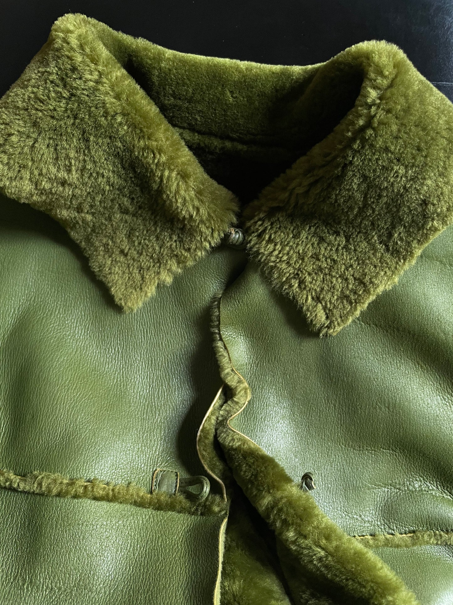 Olive green shearling jacket